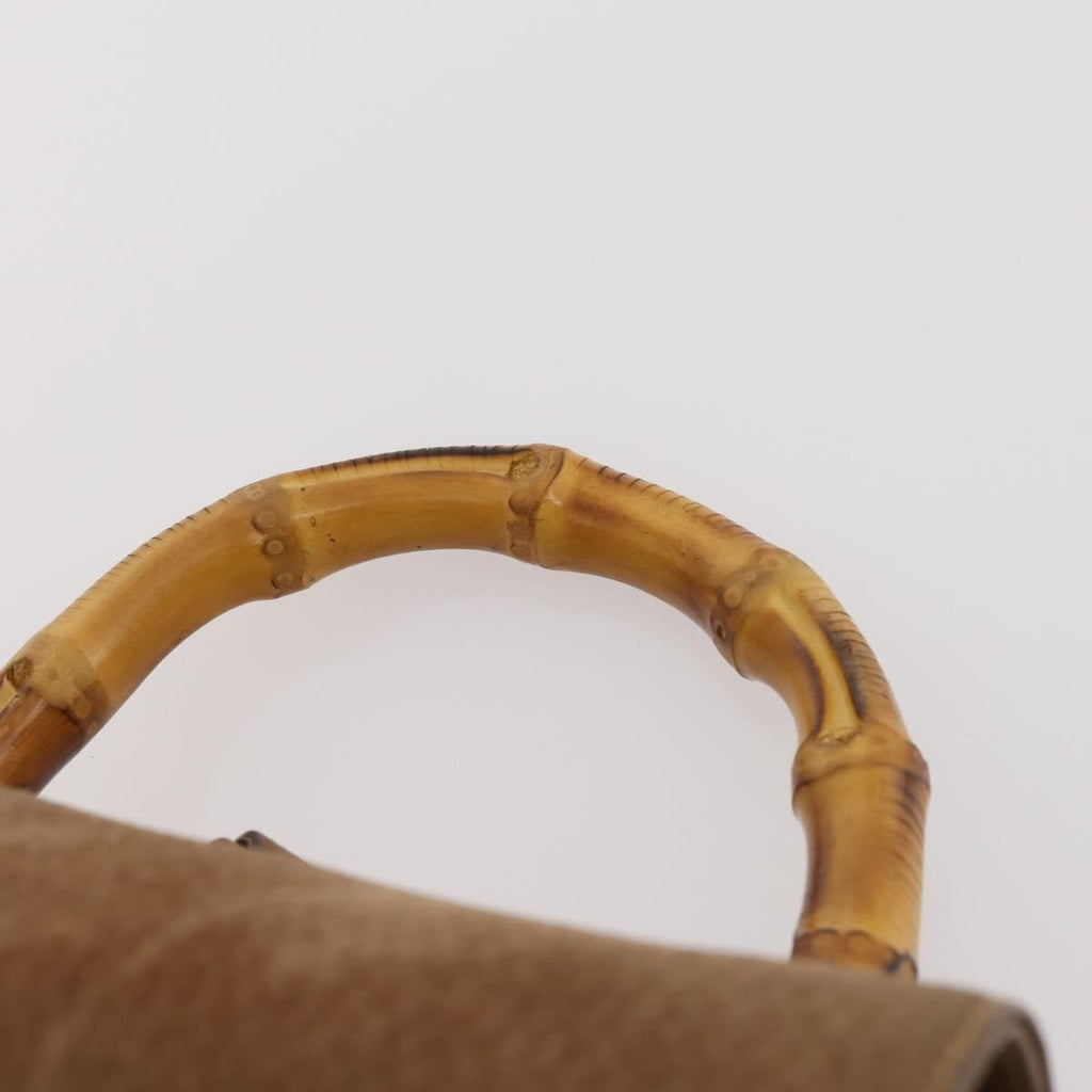 Gucci Vintage Bamboo Backpack Suede And Leather Brown Suede Backpack Bag (Pre-Owned)
