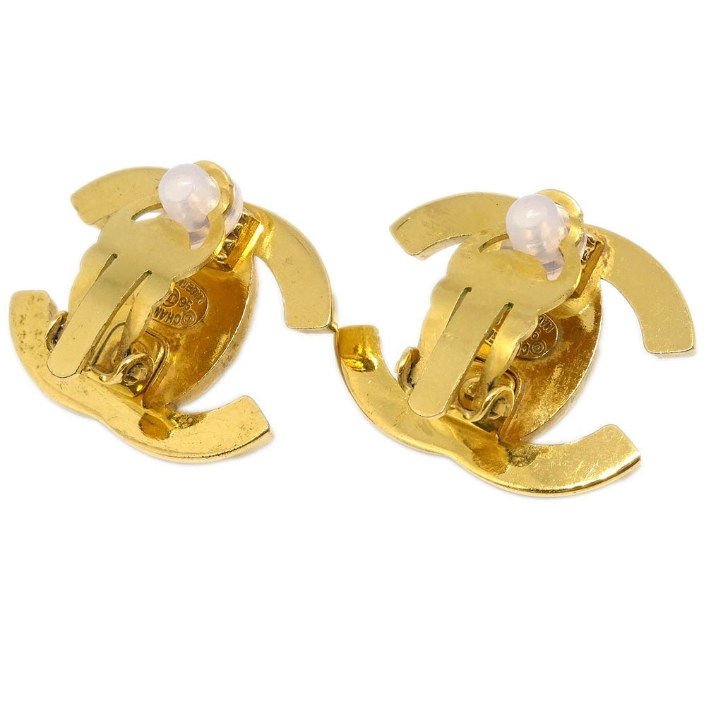 Chanel Cc Turnlock Clip-On Earrings Metal Gold Gold_Plated Earrings Jewelry (Pre-Owned)