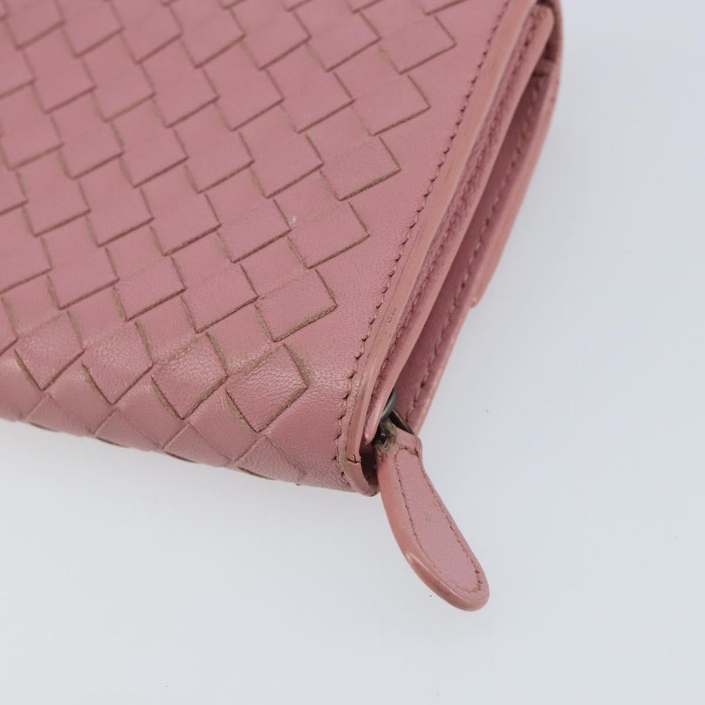 Bottega Veneta Intrecciato Long Zip  Wallet Leather Pink Leather Wallets Accessory (Pre-Owned)