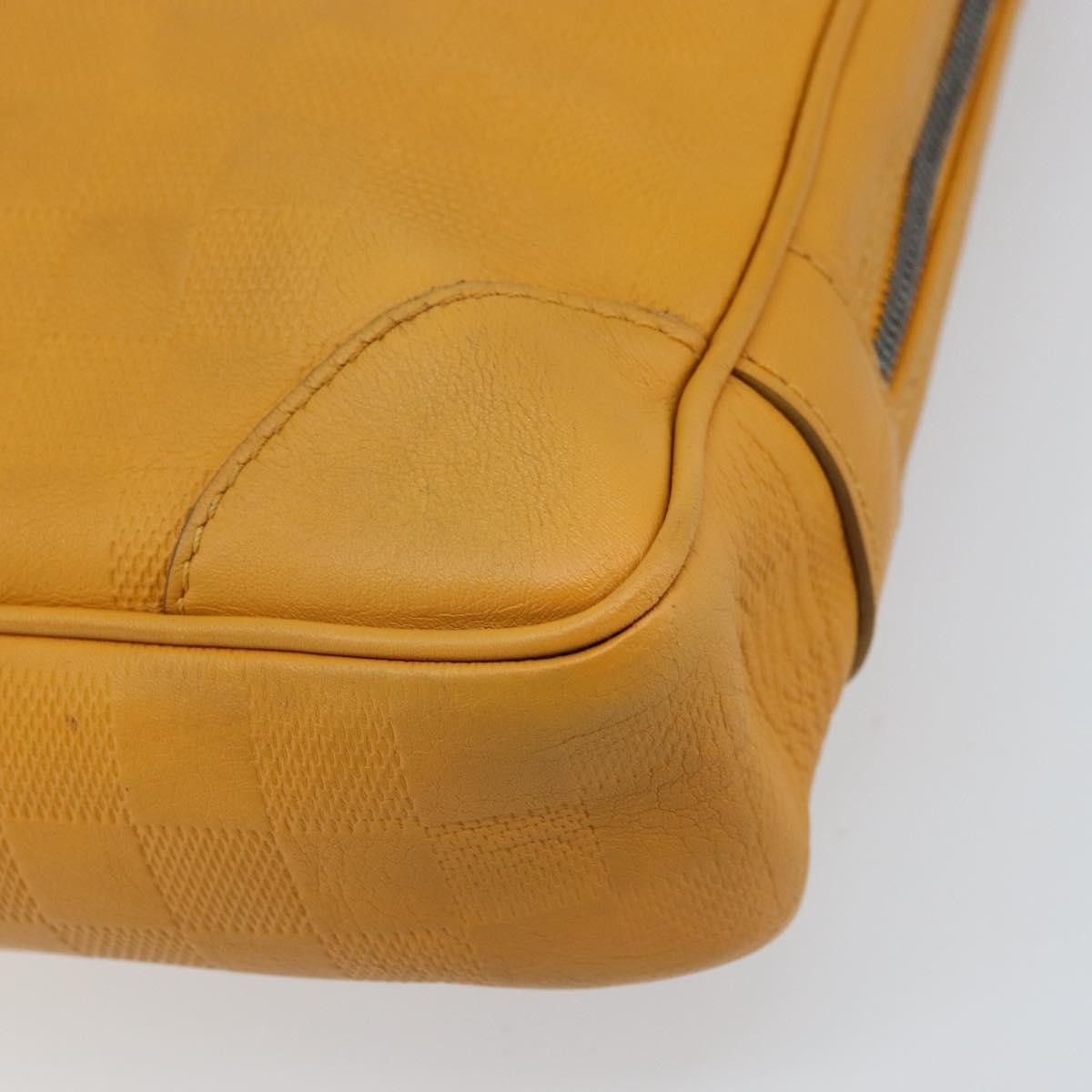 Louis Vuitton Porte-Documents Voyage Briefcase Damier Infini Leather Yellow Leather Briefcase Bag (Pre-Owned)