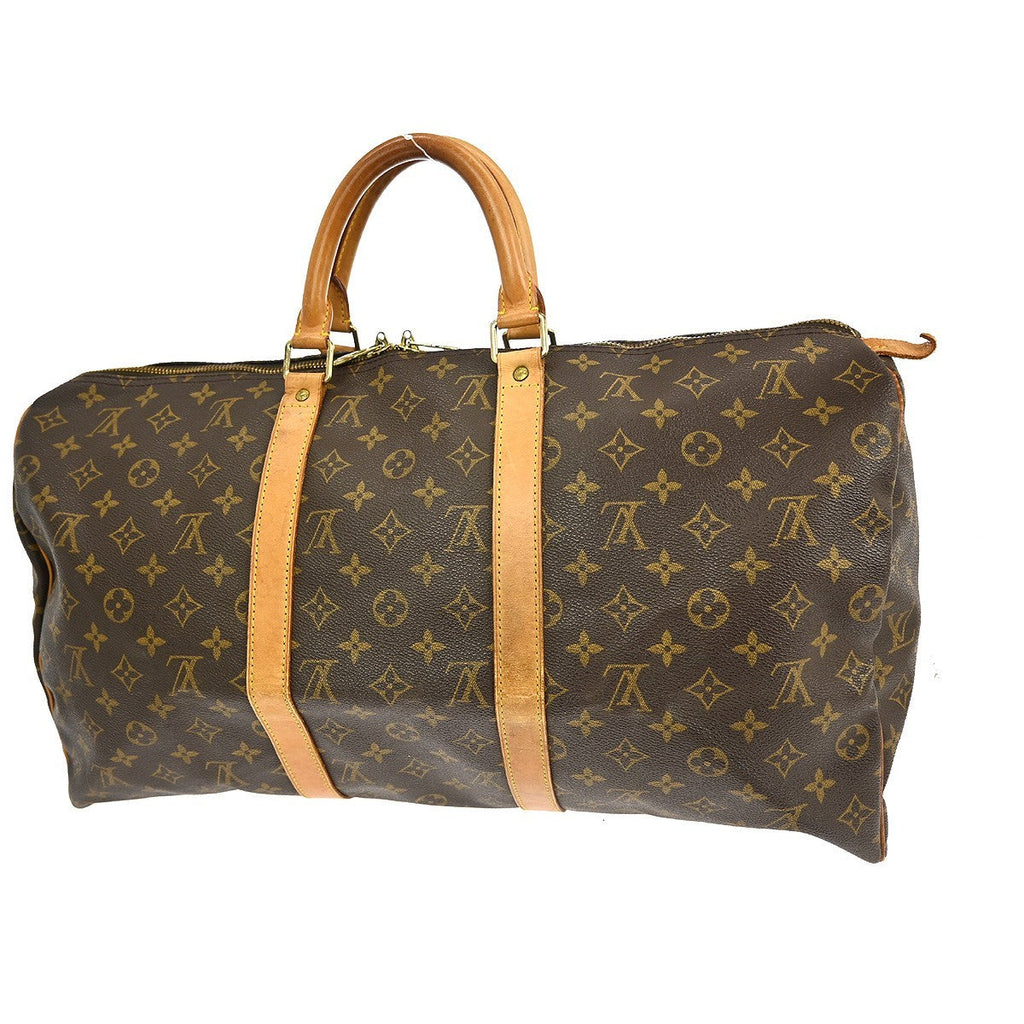 Louis Vuitton Keepall Bag Monogram Canvas Brown Canvas Travel Bag Bag (Pre-Owned)