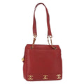 Chanel Vintage Metal Cc Shoulder Bag Caviar Red Leather Shoulder Bag Bag (Pre-Owned)