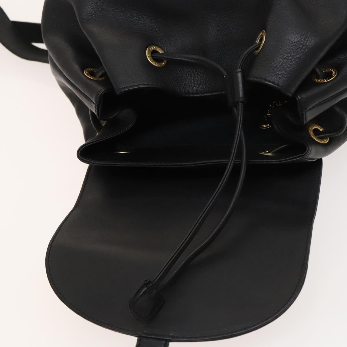 Gucci Vintage Bamboo Backpack Leather Black Leather Backpack Bag (Pre-Owned)