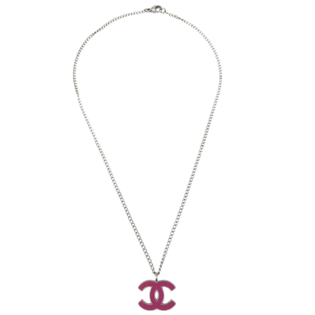 Chanel Cc Pendant Necklace Metal Silver Silver_Plated Necklace Jewelry (Pre-Owned)