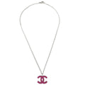 Chanel Cc Pendant Necklace Metal Silver Silver_Plated Necklace Jewelry (Pre-Owned)