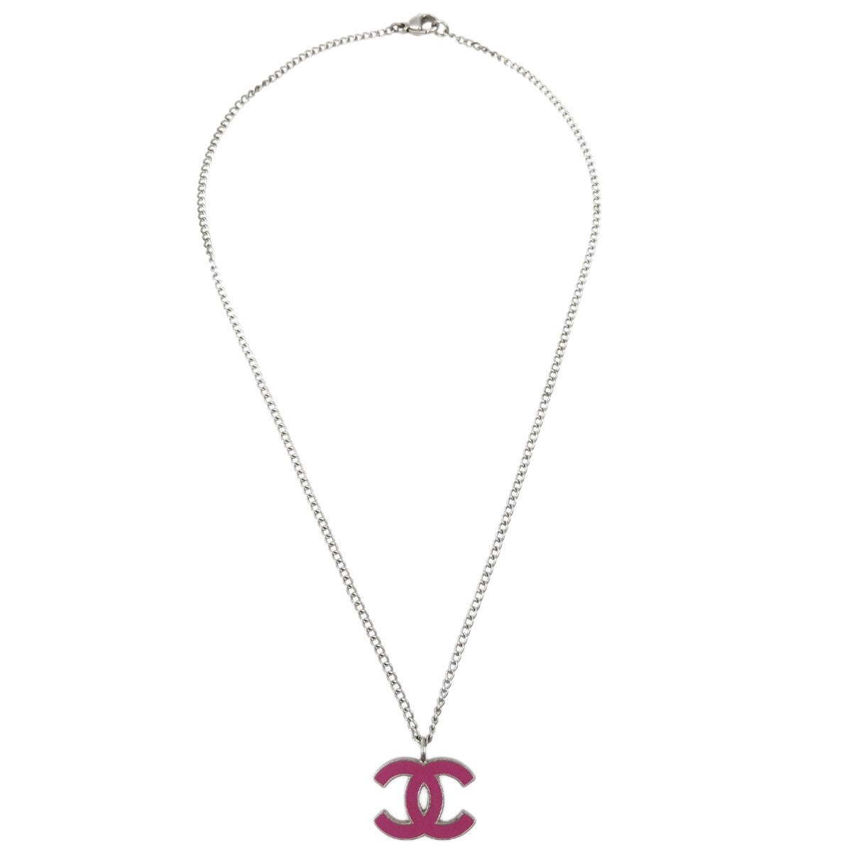 Chanel Cc Pendant Necklace Metal Silver Silver_Plated Necklace Jewelry (Pre-Owned)
