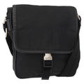 Prada Logo Flap Messenger Bag Tessuto Black Nylon Shoulder Bag Bag (Pre-Owned)