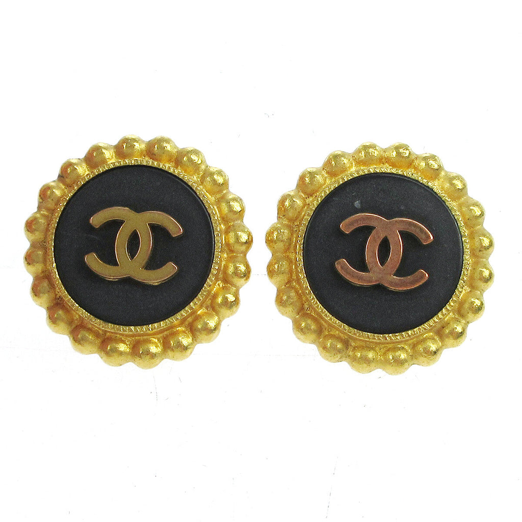 Chanel Cc Round Earrings Metal Gold Gold_Plated Earrings Jewelry (Pre-Owned)