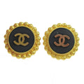 Chanel Cc Round Earrings Metal Gold Gold_Plated Earrings Jewelry (Pre-Owned)