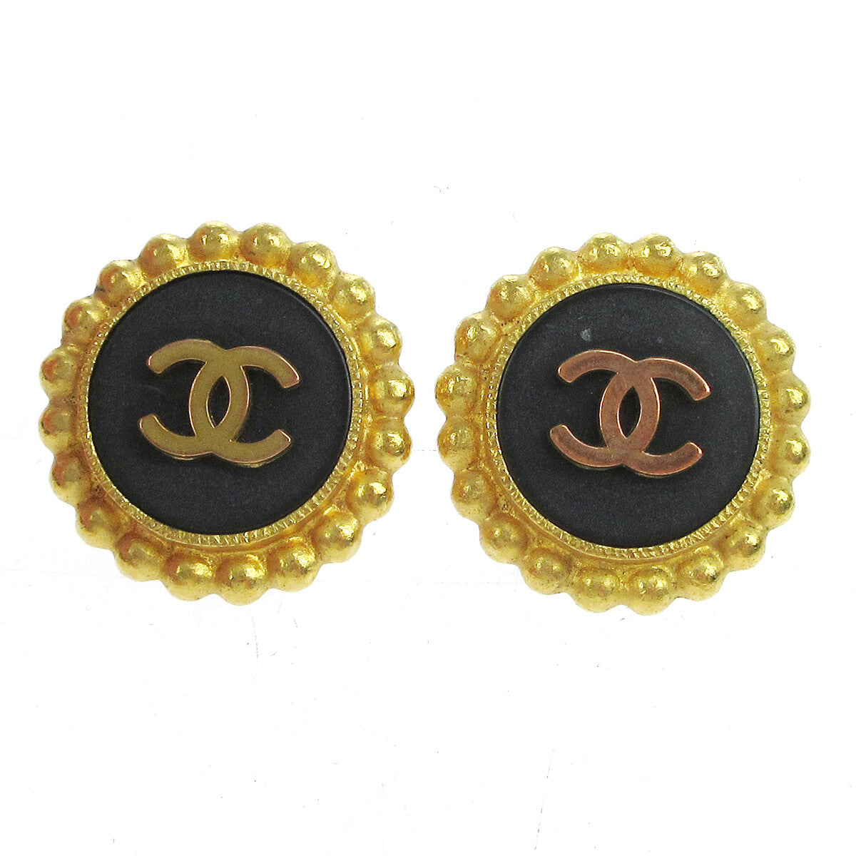 Chanel Cc Round Earrings Metal Gold Gold_Plated Earrings Jewelry (Pre-Owned)