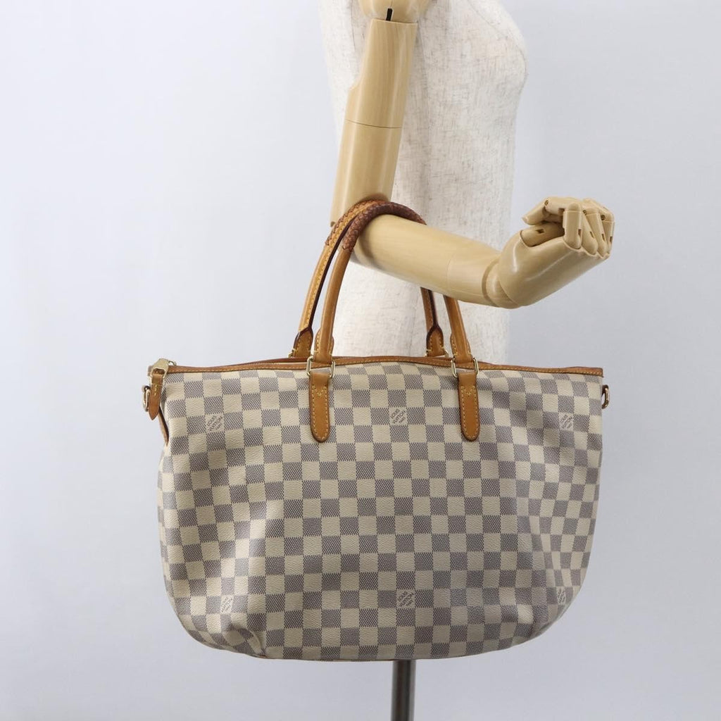 Louis Vuitton Riviera Handbag Damier White Canvas Handbag (Pre-Owned)