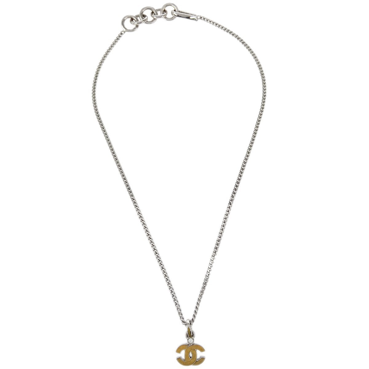 Chanel Vintage Cc Pendent Necklace Plated Metal Silver Silver_Plated Necklace Jewelry (Pre-Owned)
