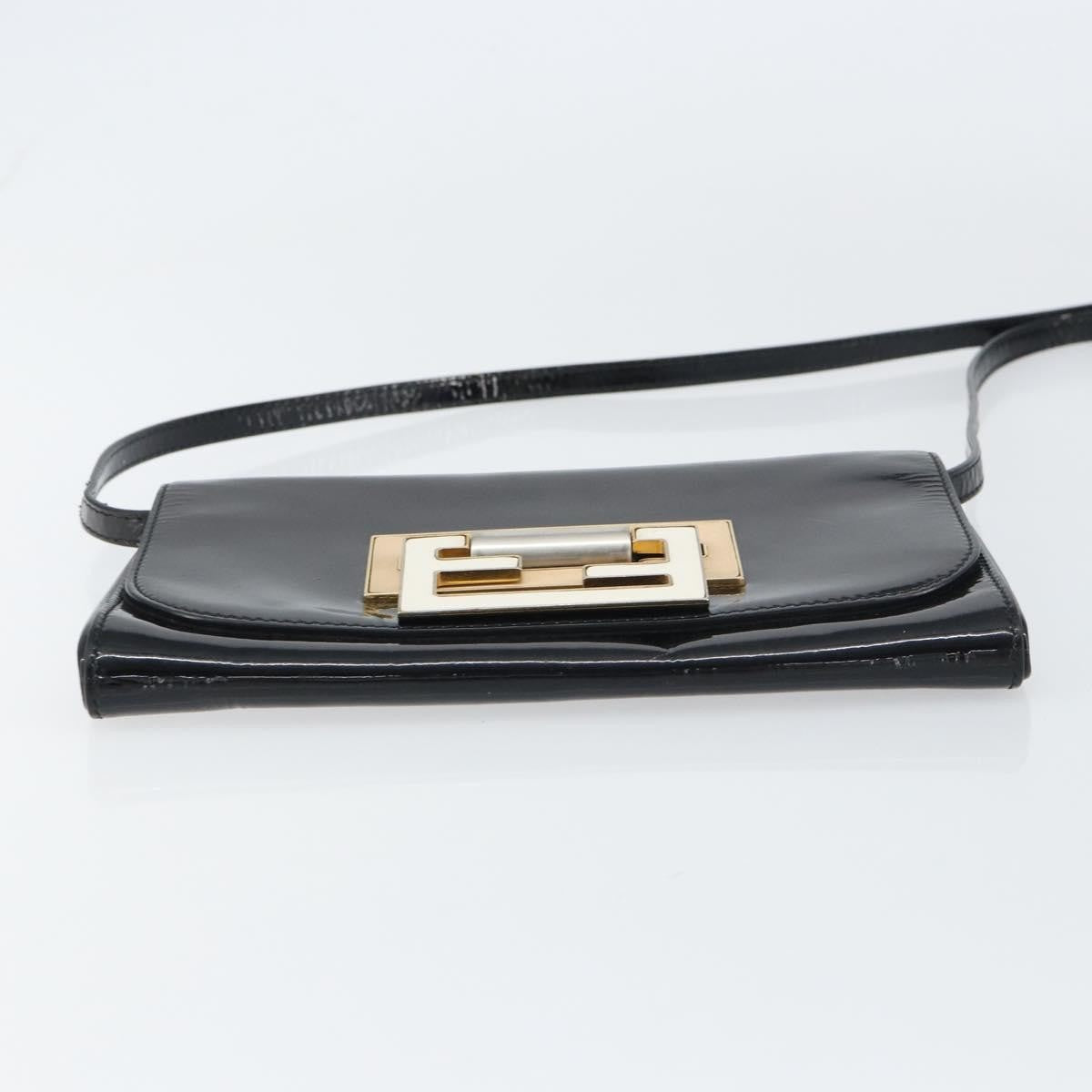 Fendi Vintage Shoulder Bag Enamel Black Patent_Leather Shoulder Bag Bag (Pre-Owned)