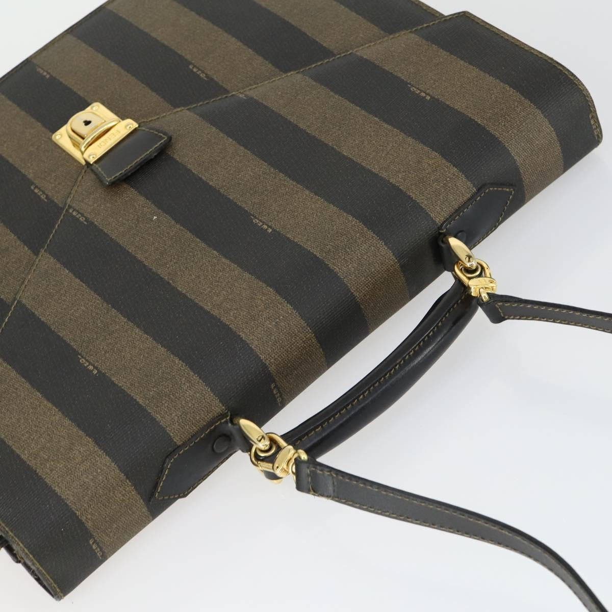 Fendi Vintage Pequin Briefcase Bag Coated Canvas Brown Canvas Briefcase Bag (Pre-Owned)