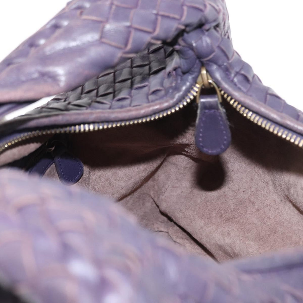 Bottega Veneta Veneta Hobo Pleated Intrecciato Nappa Purple Leather Shoulder Bag Bag (Pre-Owned)