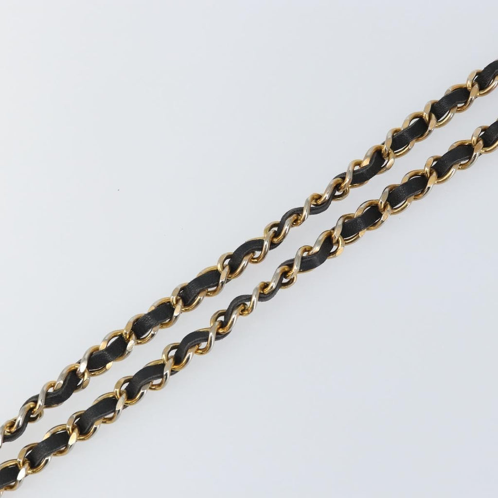 Chanel Vintage Logo Chain Belt Metal And Leather Black Metal Belts Accessory (Pre-Owned)