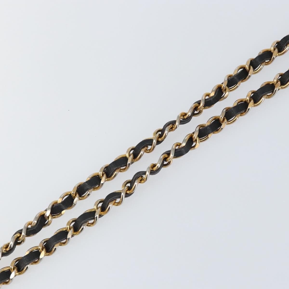 Chanel Vintage Logo Chain Belt Metal And Leather Black Metal Belts Accessory (Pre-Owned)