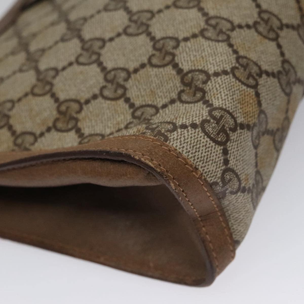 Gucci Sherry Line Pouch Canvas Beige Canvas Clutche & Pouche Bag (Pre-Owned)