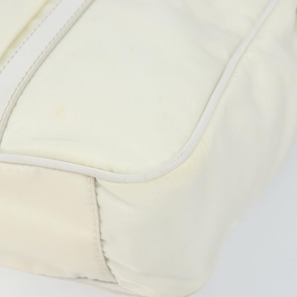 Prada Vintage Tote Tessuto With Leather White Nylon Tote Bag Bag (Pre-Owned)