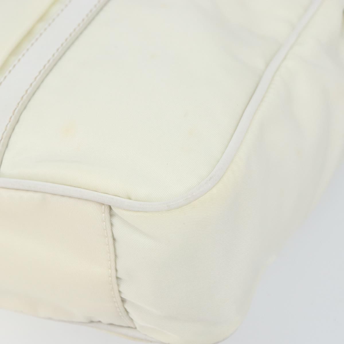 Prada Vintage Tote Tessuto With Leather White Nylon Tote Bag Bag (Pre-Owned)