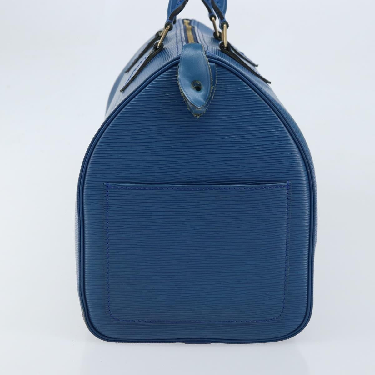 Louis Vuitton Speedy Handbag Epi Leather Blue Leather Handbag (Pre-Owned)