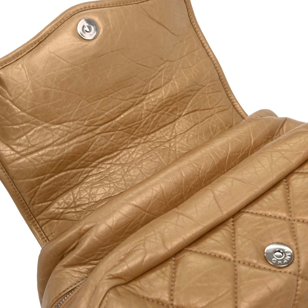 Chanel Lady Braid Flap Tote Quilted Distressed Lambskin Gold Leather Handbag (Pre-Owned)