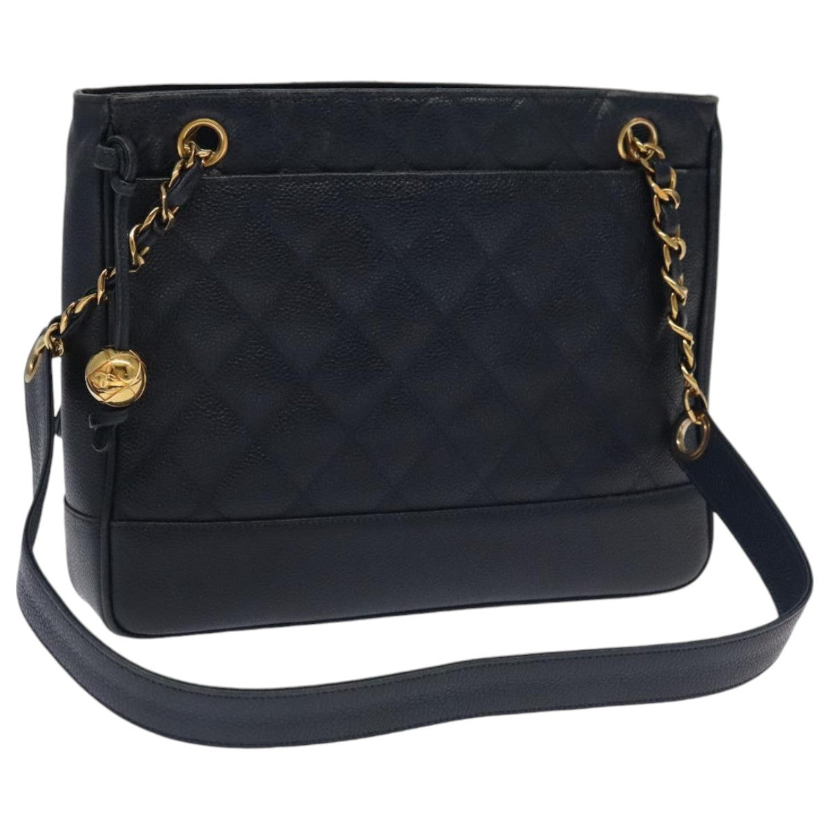 Chanel Vintage Shoulder Bag Leather Navy Leather Shoulder Bag Bag (Pre-Owned)
