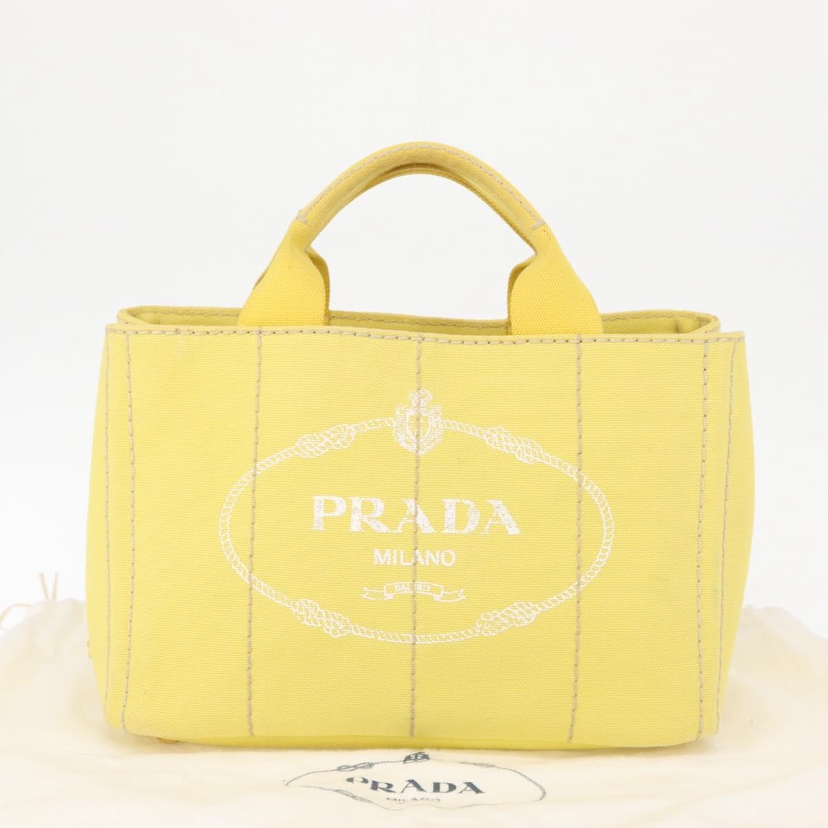 Prada Canapa Convertible Tote Canvas Gold Canvas Tote Bag Bag (Pre-Owned)