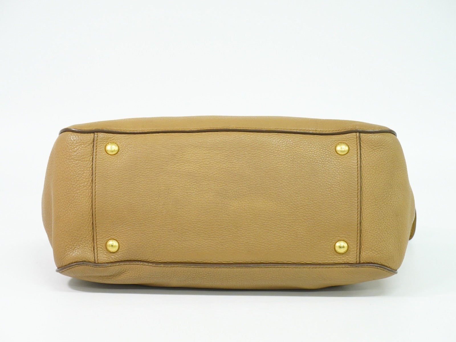 Prada Vintage Handbag Leather Beige Leather Handbag (Pre-Owned)