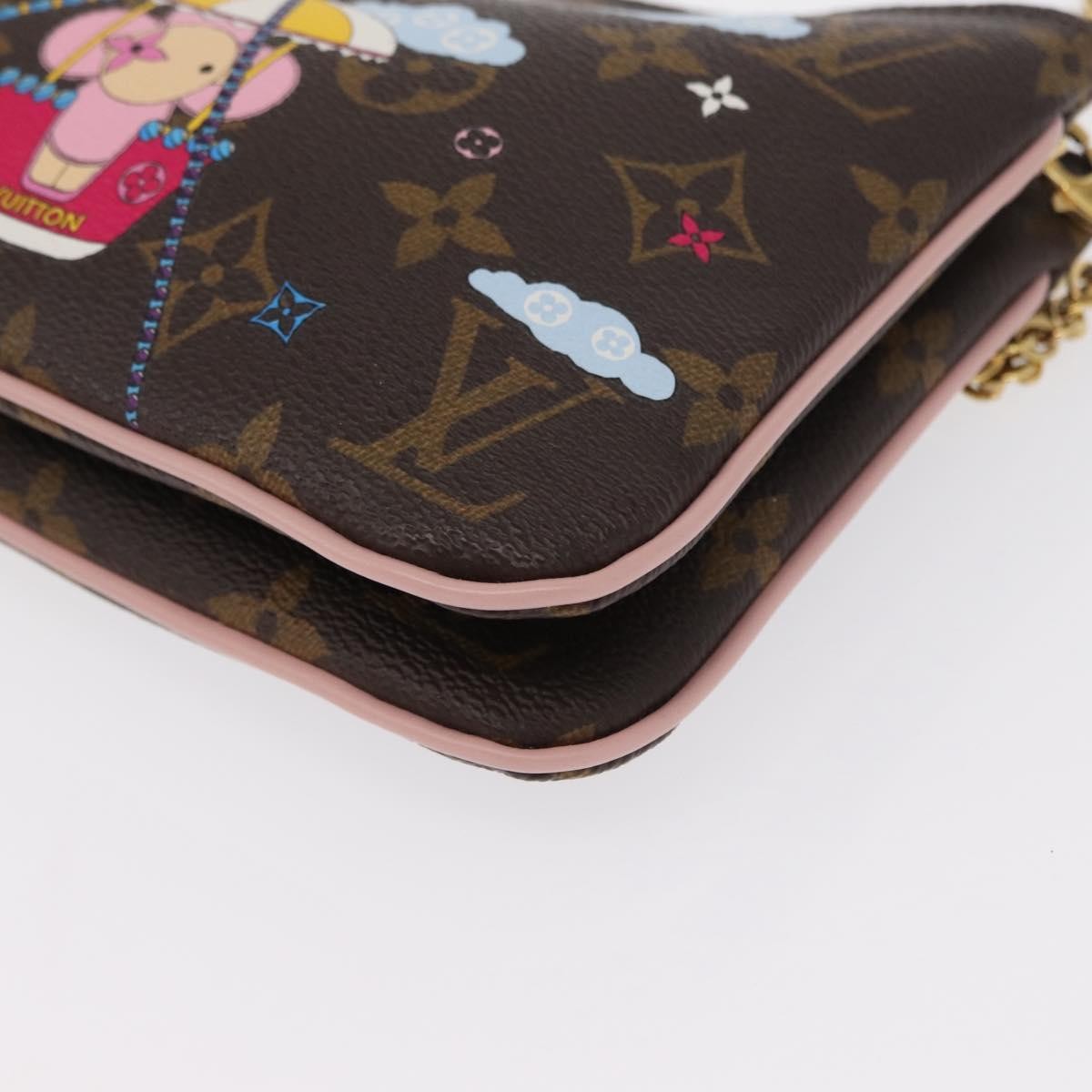 Louis Vuitton Double Zip Pochette Limited Edition Vivienne Xmas Monogram Canvas Brown Canvas Clutche & Pouche Bag (Pre-Owned)