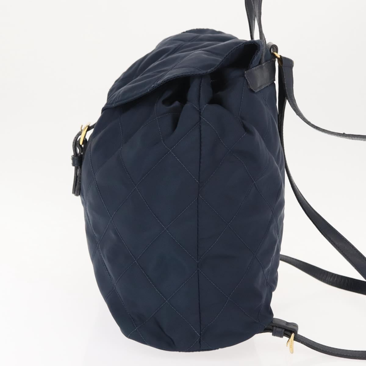 Prada Buckle Backpack Quilted Tessuto Navy Nylon Backpack Bag (Pre-Owned)