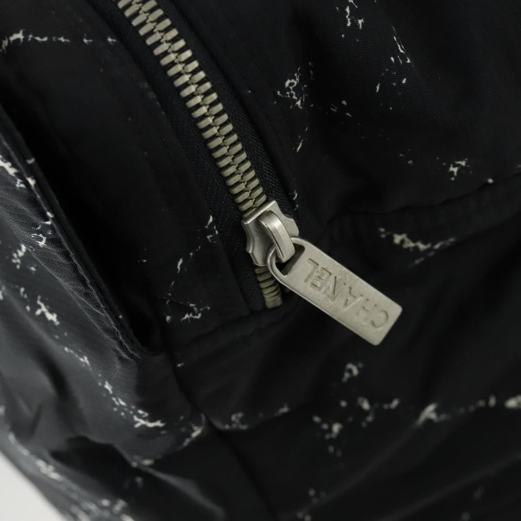 Chanel Travel Line Boston Bag Printed Nylon Black Nylon Travel Bag Bag (Pre-Owned)