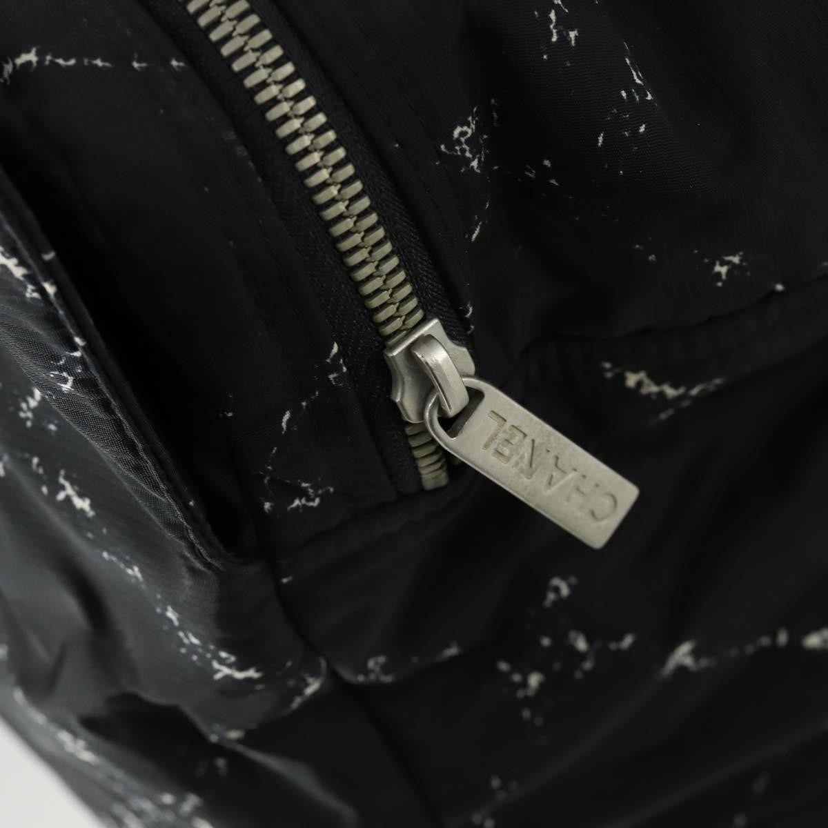 Chanel Travel Line Boston Bag Printed Nylon Black Nylon Travel Bag Bag (Pre-Owned)