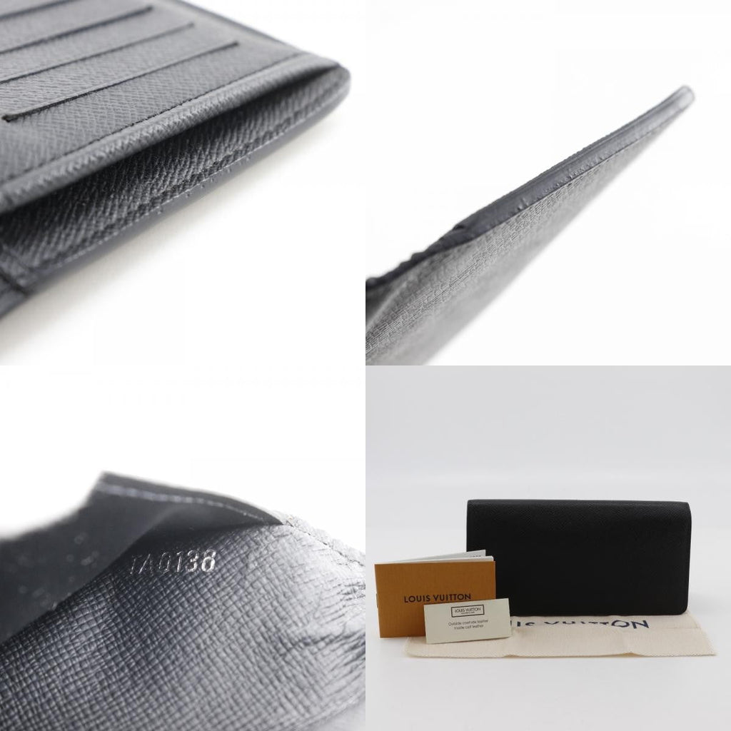 Louis Vuitton Brazza Long Bifold Wallet Taiga Leather Black Leather Wallets Accessory (Pre-Owned)