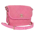 Chanel Flap Messenger Bag Quilted Denim Pink Canvas Shoulder Bag Bag (Pre-Owned)