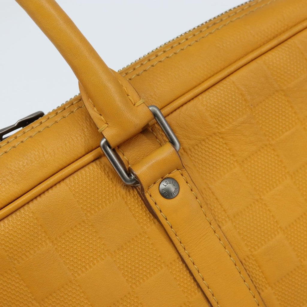 Louis Vuitton Porte-Documents Voyage Briefcase Damier Infini Leather Yellow Leather Briefcase Bag (Pre-Owned)