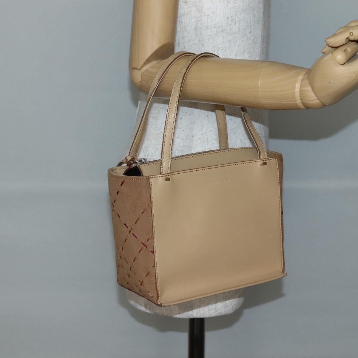 Burberry Vintage Handbag Leather Beige Leather Handbag (Pre-Owned)