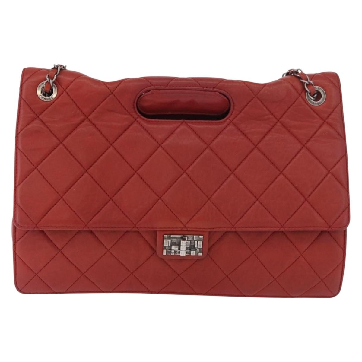 Chanel 2.55 Shoulder Bag Leather Red Leather Handbag (Pre-Owned)