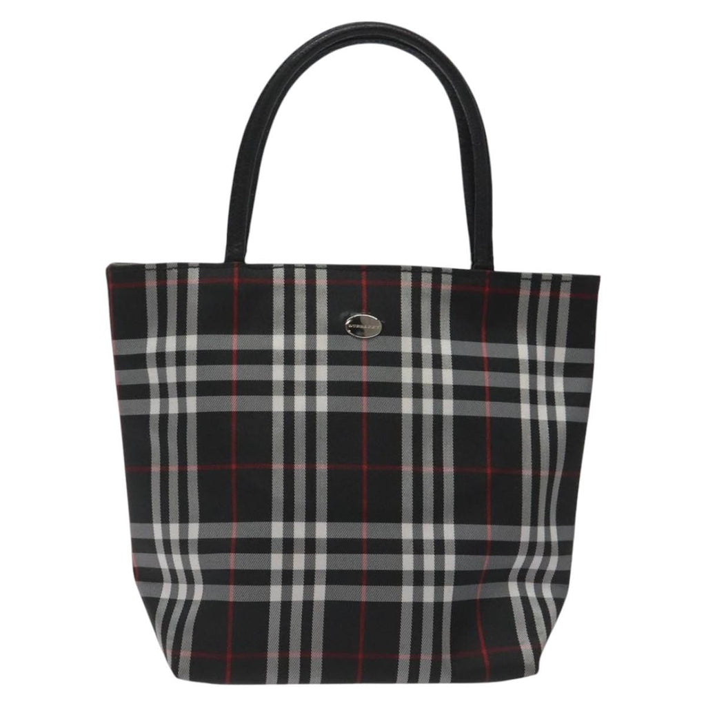 Burberry Nova Check Tote Nylon Black Nylon Handbag (Pre-Owned)