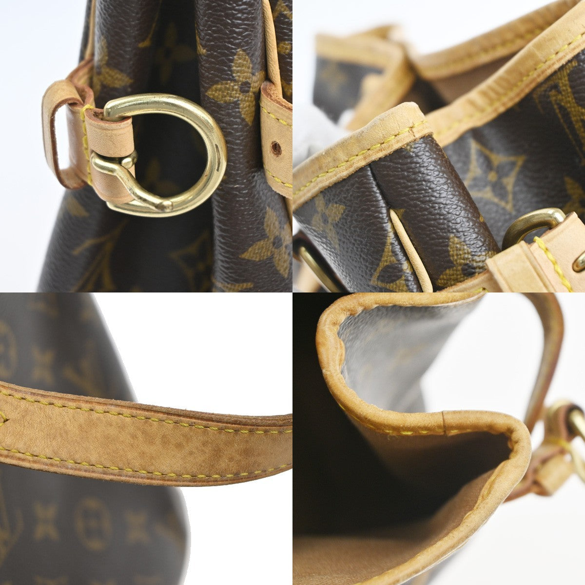 Louis Vuitton Batignolles Handbag Monogram Canvas Brown Leather Handbag (Pre-Owned)