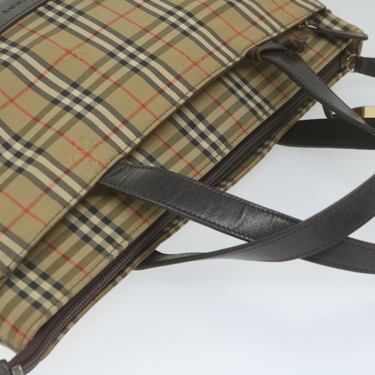 Burberry Nova Check Handbag Nova Check Canvas And Leather Beige Canvas Handbag (Pre-Owned)
