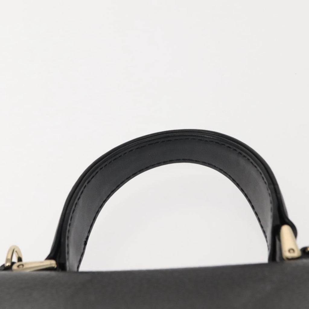 Burberry Vintage Handbag Leather Black Leather Handbag (Pre-Owned)