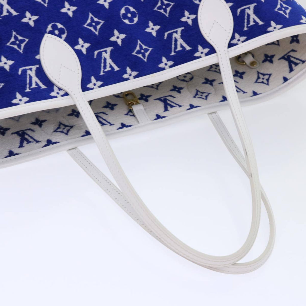 Louis Vuitton Neverfull Nm Tote Lv Match Monogram Jacquard Velvet Blue Velvet Tote Bag Bag (Pre-Owned)