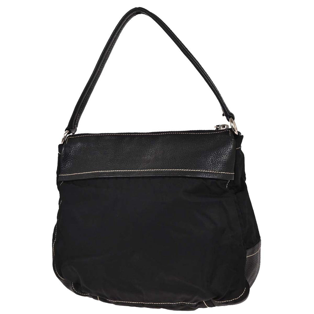 Prada Vintage Shoulder Bag Nylon And Leather Black Nylon Shoulder Bag Bag (Pre-Owned)