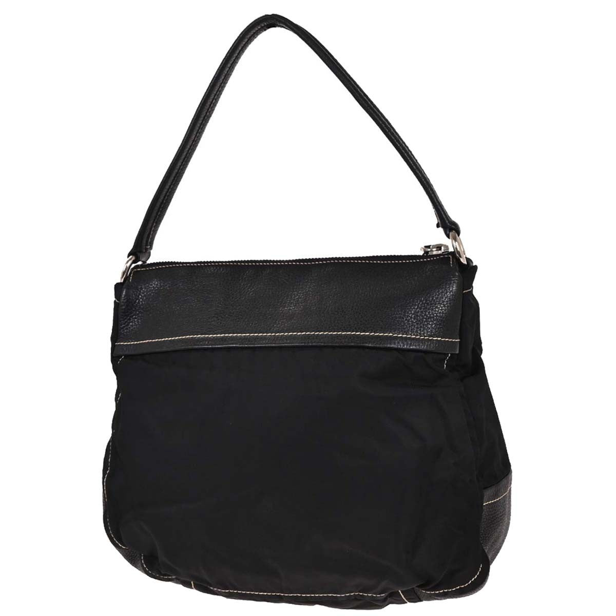 Prada Vintage Shoulder Bag Nylon And Leather Black Nylon Shoulder Bag Bag (Pre-Owned)