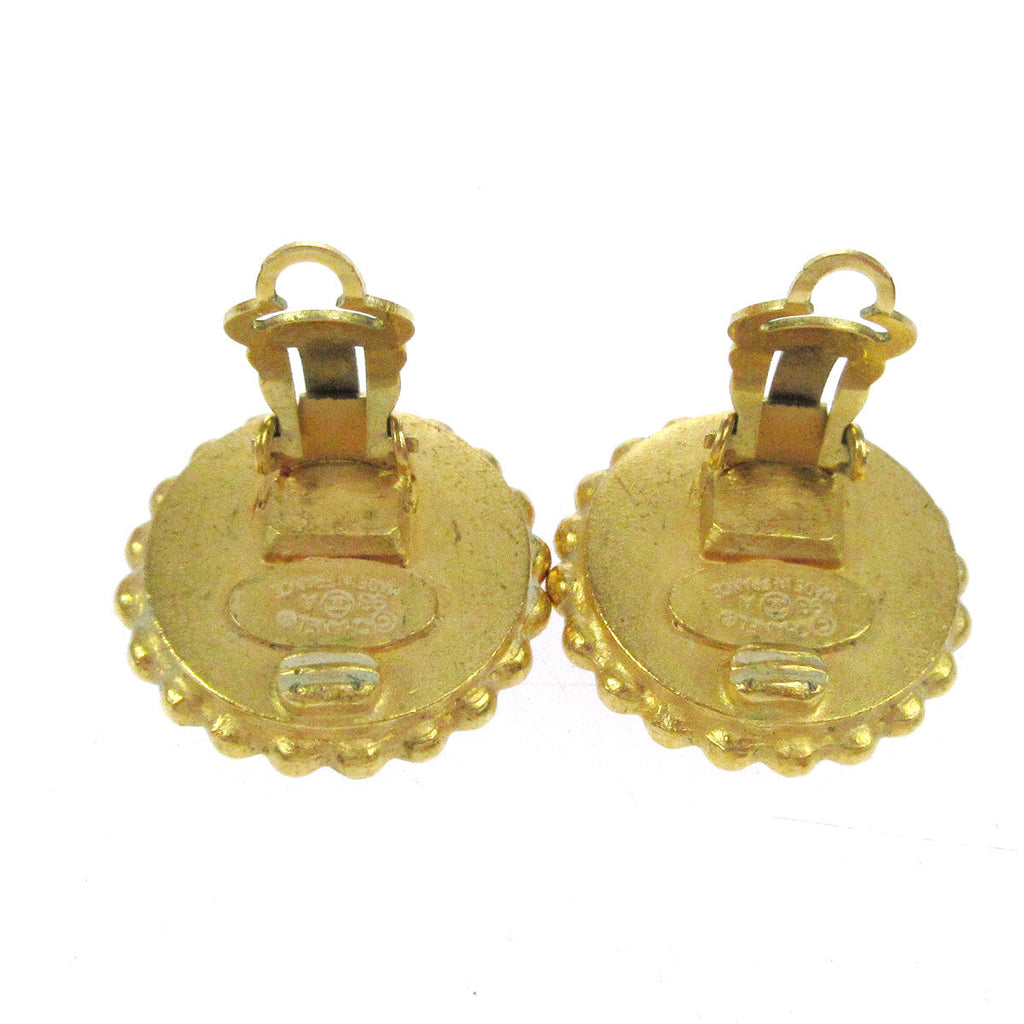Chanel Cc Round Earrings Metal Gold Gold_Plated Earrings Jewelry (Pre-Owned)
