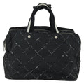 Chanel Travel Line Boston Bag Printed Nylon Black Nylon Travel Bag Bag (Pre-Owned)