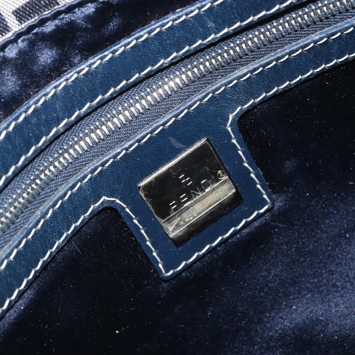 Fendi Mamma Baguette Zucchino Canvas Navy Canvas Shoulder Bag Bag (Pre-Owned)