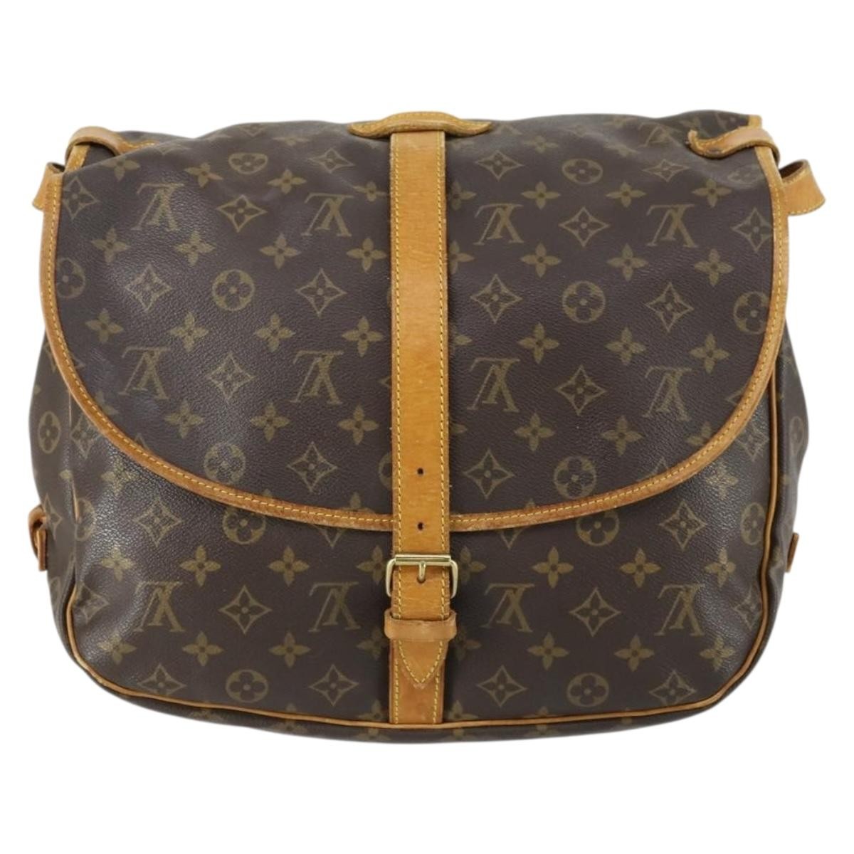 Louis Vuitton Saumur Handbag Monogram Canvas Brown Canvas Shoulder Bag Bag (Pre-Owned)