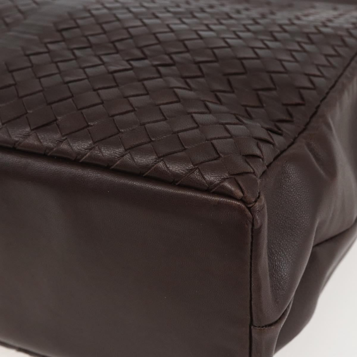 Bottega Veneta Intrecciato Handbag Leather Brown Leather Handbag (Pre-Owned)